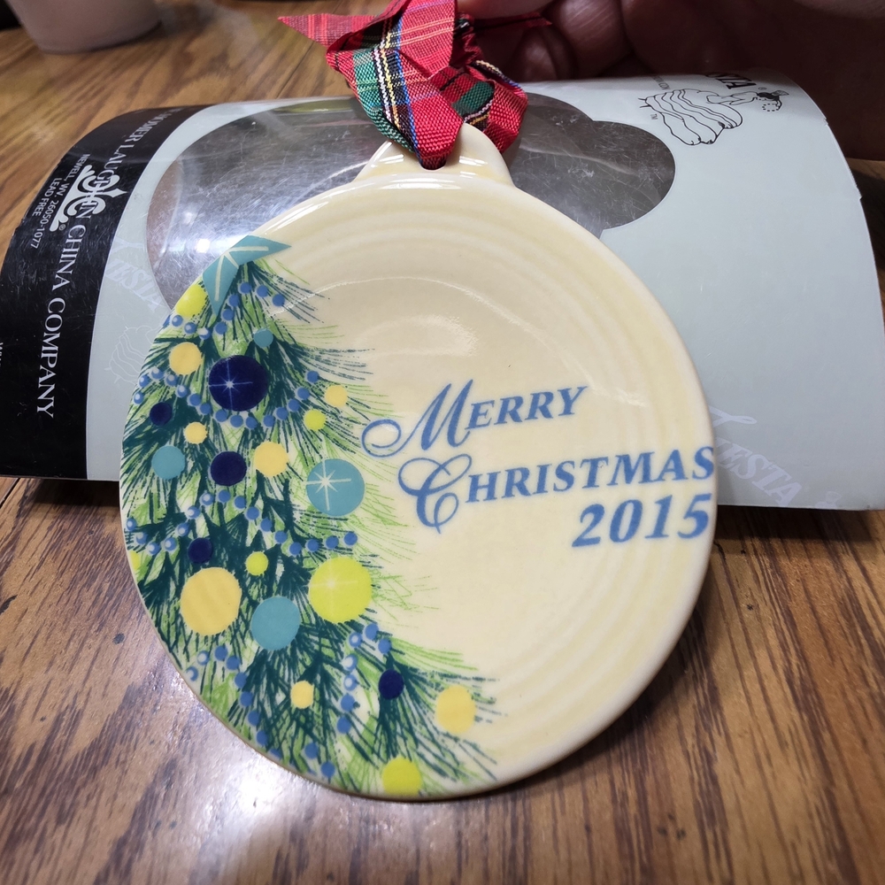 Homer Laughlin Cream and Blue Christmas Ornament